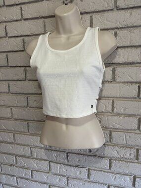 Roxy Good Keepsake Off White Cropped Tank Top with Criss Cross Detail Medium